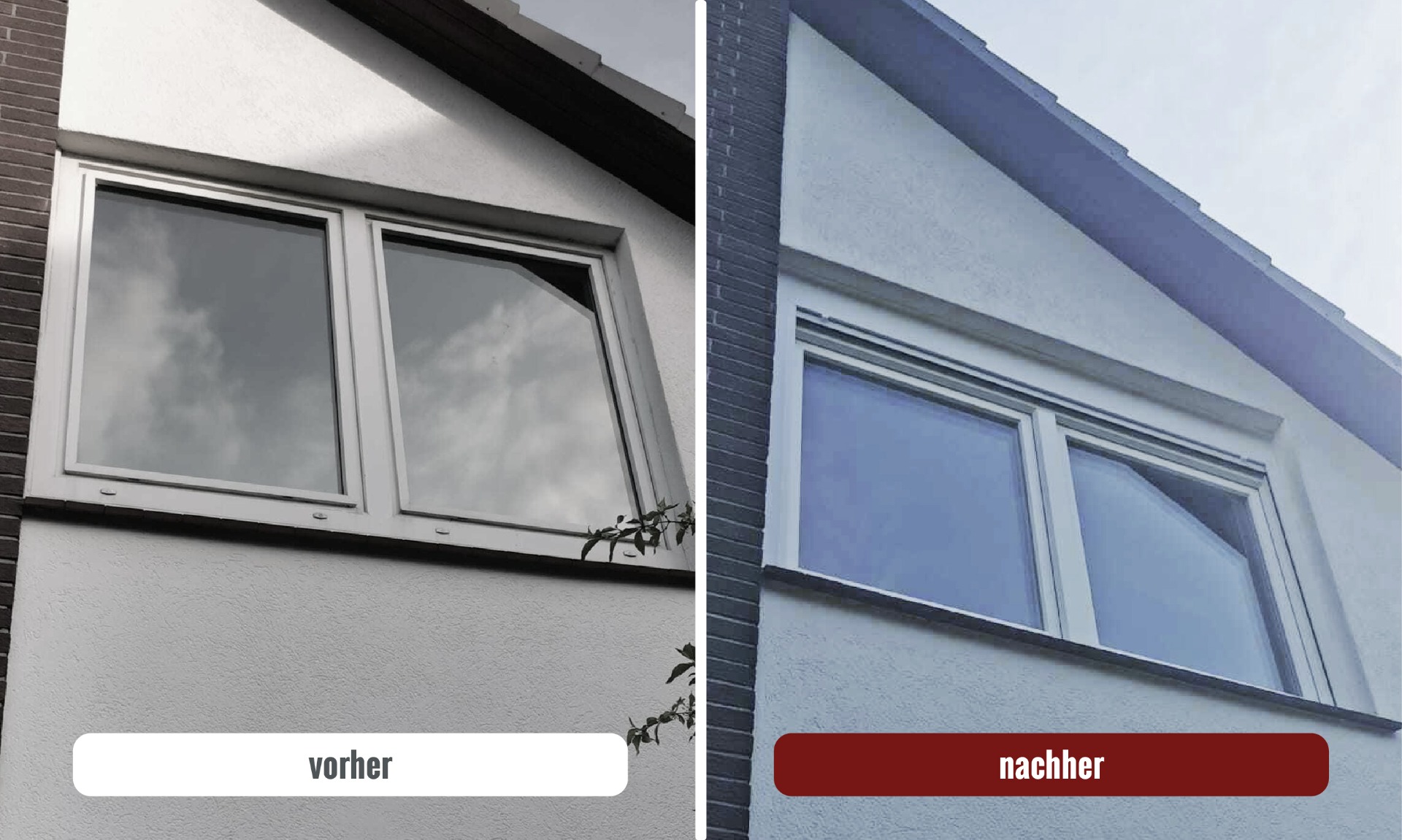 Fenster von außen in oberer Etage Vorher Nachher Vergleich