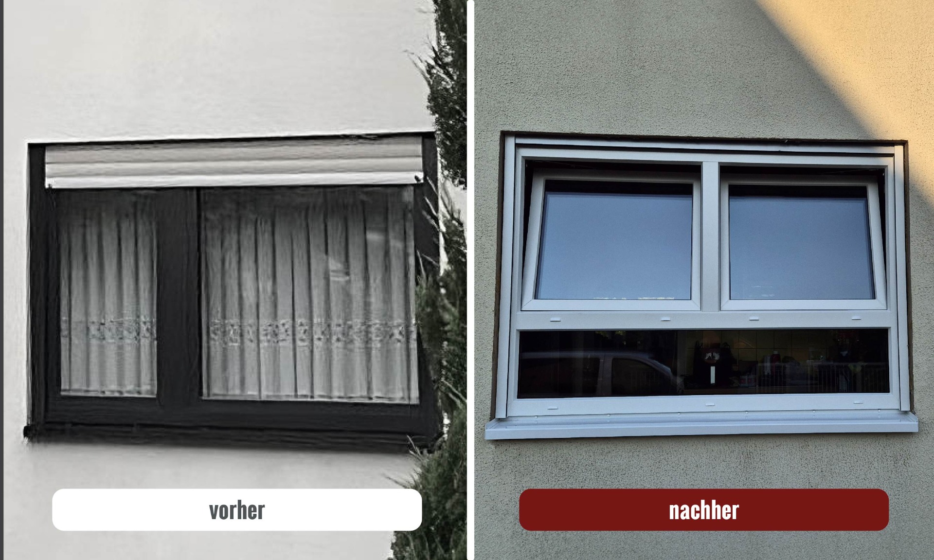 Fenster in Außenwand Erdgeschoss Vorher Nachher