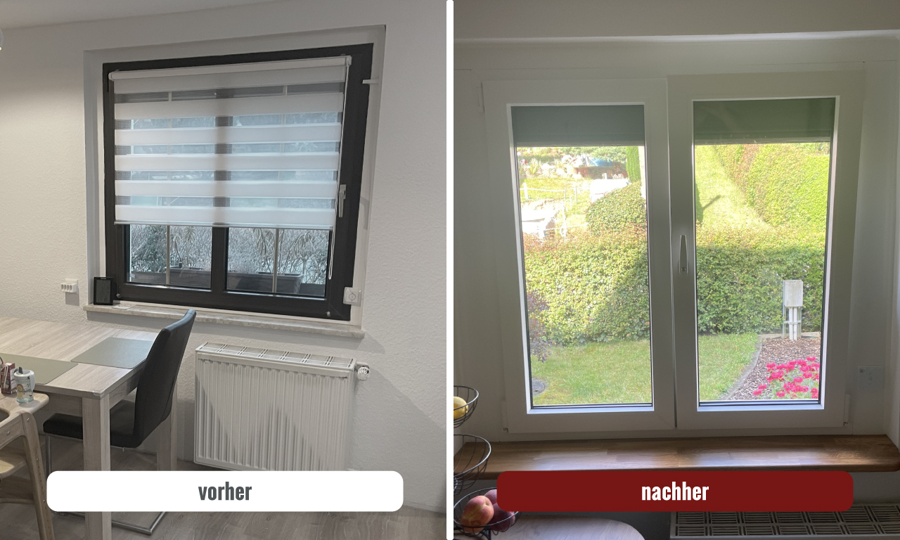 Fenster Küche von innen Vorher Nachher Vergleich